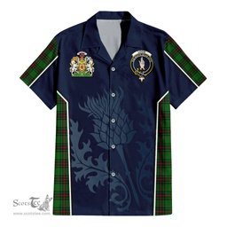 ScotsTee Shop Scottish Logie Clan Scottish Crest and Scottish Thistle Sport Tartan Short Sleeve Shirt