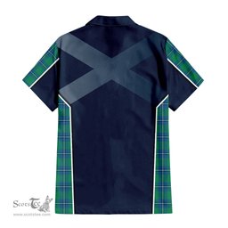 ScotsTee Shop Scottish Irvine Ancient Clan Scottish Crest and Scottish Thistle Sport Tartan Short Sleeve Shirt