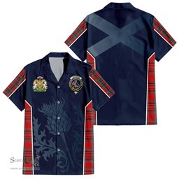 ScotsTee Shop Scottish MacBean Clan Scottish Crest and Scottish Thistle Sport Tartan Short Sleeve Shirt