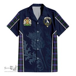 ScotsTee Shop Scottish Hunter Modern Clan Scottish Crest and Scottish Thistle Sport Tartan Short Sleeve Shirt