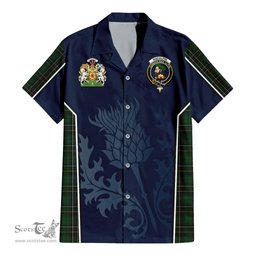 ScotsTee Shop Scottish MacAlpin Clan Scottish Crest and Scottish Thistle Sport Tartan Short Sleeve Shirt