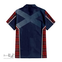 ScotsTee Shop Scottish Kelly of Sleat Red Clan Scottish Crest and Scottish Thistle Sport Tartan Short Sleeve Shirt