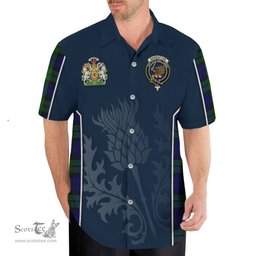 ScotsTee Shop Scottish Bannatyne Clan Scottish Crest and Scottish Thistle Sport Tartan Short Sleeve Shirt