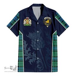 ScotsTee Shop Scottish Campbell Ancient 01 Clan Scottish Crest and Scottish Thistle Sport Tartan Short Sleeve Shirt