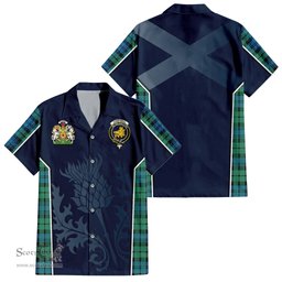 ScotsTee Shop Scottish Campbell Ancient 01 Clan Scottish Crest and Scottish Thistle Sport Tartan Short Sleeve Shirt