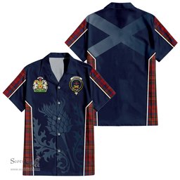 ScotsTee Shop Scottish Cameron of Locheil Clan Scottish Crest and Scottish Thistle Sport Tartan Short Sleeve Shirt