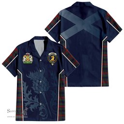ScotsTee Shop Scottish Allison Red Clan Scottish Crest and Scottish Thistle Sport Tartan Short Sleeve Shirt