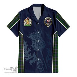 ScotsTee Shop Scottish Cockburn Clan Scottish Crest and Scottish Thistle Sport Tartan Short Sleeve Shirt