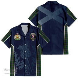 ScotsTee Shop Scottish Cockburn Clan Scottish Crest and Scottish Thistle Sport Tartan Short Sleeve Shirt