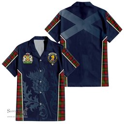 ScotsTee Shop Scottish Forrester or Foster Clan Scottish Crest and Scottish Thistle Sport Tartan Short Sleeve Shirt