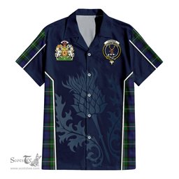 ScotsTee Shop Scottish Forbes Clan Scottish Crest and Scottish Thistle Sport Tartan Short Sleeve Shirt