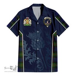 ScotsTee Shop Scottish Jamieson Clan Scottish Crest and Scottish Thistle Sport Tartan Short Sleeve Shirt