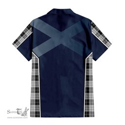 ScotsTee Shop Scottish MacLeod Black and White Clan Scottish Crest and Scottish Thistle Sport Tartan Short Sleeve Shirt