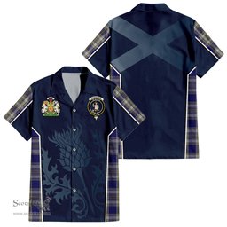 ScotsTee Shop Scottish Livingston Dress Clan Scottish Crest and Scottish Thistle Sport Tartan Short Sleeve Shirt