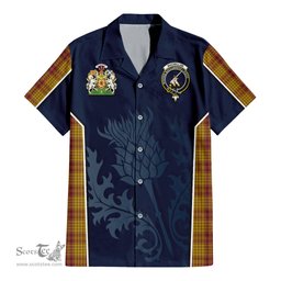 ScotsTee Shop Scottish MacMillan Dress Clan Scottish Crest and Scottish Thistle Sport Tartan Short Sleeve Shirt