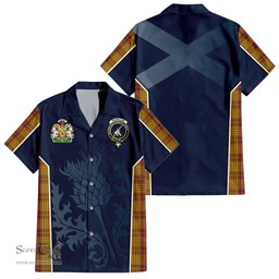 ScotsTee Shop Scottish MacMillan Dress Clan Scottish Crest and Scottish Thistle Sport Tartan Short Sleeve Shirt
