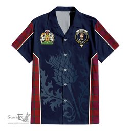 ScotsTee Shop Scottish MacNab Old Clan Scottish Crest and Scottish Thistle Sport Tartan Short Sleeve Shirt