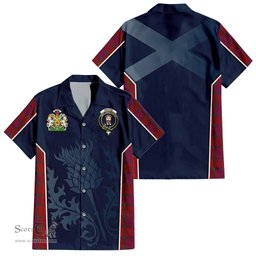 ScotsTee Shop Scottish MacNab Old Clan Scottish Crest and Scottish Thistle Sport Tartan Short Sleeve Shirt