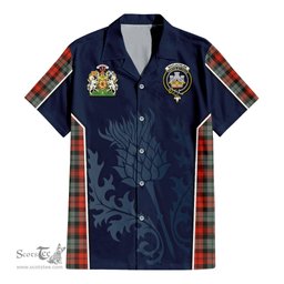 ScotsTee Shop Scottish MacLachlan Weathered Clan Scottish Crest and Scottish Thistle Sport Tartan Short Sleeve Shirt