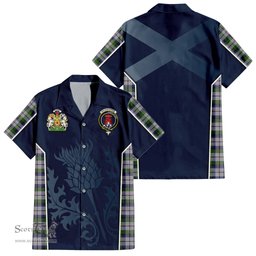 ScotsTee Shop Scottish MacNaughton Dress Clan Scottish Crest and Scottish Thistle Sport Tartan Short Sleeve Shirt