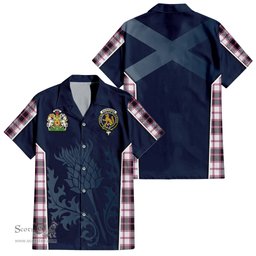 ScotsTee Shop Scottish MacPherson Hunting Modern Clan Scottish Crest and Scottish Thistle Sport Tartan Short Sleeve Shirt