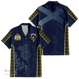 ScotsTee Shop Scottish MacMillan Ancient Clan Scottish Crest and Scottish Thistle Sport Tartan Short Sleeve Shirt
