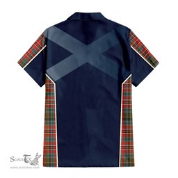 ScotsTee Shop Scottish MacPherson Weathered Clan Scottish Crest and Scottish Thistle Sport Tartan Short Sleeve Shirt