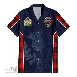 ScotsTee Shop Scottish MacLeod of Raasay Clan Scottish Crest and Scottish Thistle Sport Tartan Short Sleeve Shirt