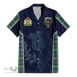 ScotsTee Shop Scottish MacThomas Ancient Clan Scottish Crest and Scottish Thistle Sport Tartan Short Sleeve Shirt