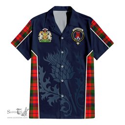 ScotsTee Shop Scottish MacNaughton Modern Clan Scottish Crest and Scottish Thistle Sport Tartan Short Sleeve Shirt