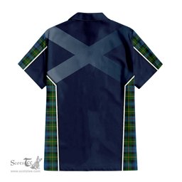 ScotsTee Shop Scottish MacLeod of Skye Clan Scottish Crest and Scottish Thistle Sport Tartan Short Sleeve Shirt