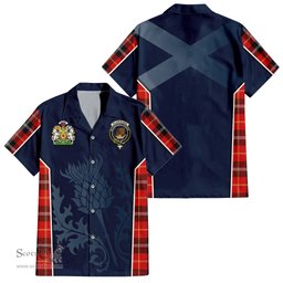 ScotsTee Shop Scottish Majoribanks Clan Scottish Crest and Scottish Thistle Sport Tartan Short Sleeve Shirt