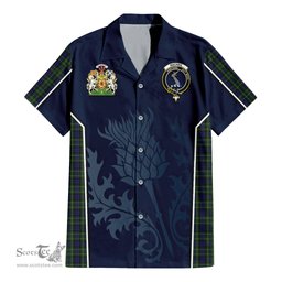 ScotsTee Shop Scottish MacNeil of Colonsay Clan Scottish Crest and Scottish Thistle Sport Tartan Short Sleeve Shirt