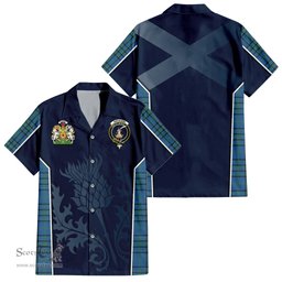 ScotsTee Shop Scottish Matheson Hunting Ancient Clan Scottish Crest and Scottish Thistle Sport Tartan Short Sleeve Shirt