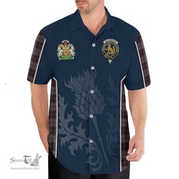 ScotsTee Shop Scottish MacPherson Hunting Clan Scottish Crest and Scottish Thistle Sport Tartan Short Sleeve Shirt
