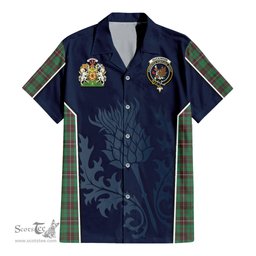 ScotsTee Shop Scottish MacKinnon Hunting Ancient Clan Scottish Crest and Scottish Thistle Sport Tartan Short Sleeve Shirt