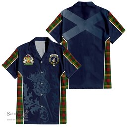 ScotsTee Shop Scottish MacMillan Society of Glasgow Clan Scottish Crest and Scottish Thistle Sport Tartan Short Sleeve Shirt