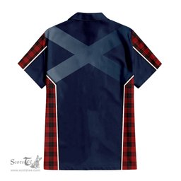 ScotsTee Shop Scottish MacLeod Black and Red Clan Scottish Crest and Scottish Thistle Sport Tartan Short Sleeve Shirt
