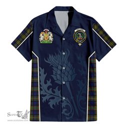 ScotsTee Shop Scottish MacLaren Modern Clan Scottish Crest and Scottish Thistle Sport Tartan Short Sleeve Shirt