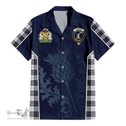 ScotsTee Shop Scottish MacRae Dress Modern Clan Scottish Crest and Scottish Thistle Sport Tartan Short Sleeve Shirt