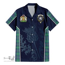 ScotsTee Shop Scottish Inglis Ancient Clan Scottish Crest and Scottish Thistle Sport Tartan Short Sleeve Shirt