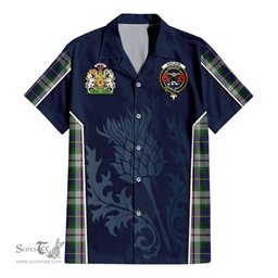 ScotsTee Shop Scottish MacLeod Of Californian Clan Scottish Crest and Scottish Thistle Sport Tartan Short Sleeve Shirt