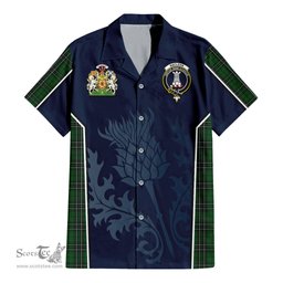 ScotsTee Shop Scottish MacLean of Duart Hunting Clan Scottish Crest and Scottish Thistle Sport Tartan Short Sleeve Shirt