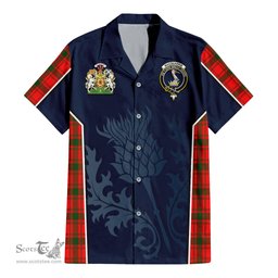 ScotsTee Shop Scottish MacQuarrie Modern Clan Scottish Crest and Scottish Thistle Sport Tartan Short Sleeve Shirt