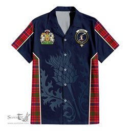 ScotsTee Shop Scottish MacRae Modern Clan Scottish Crest and Scottish Thistle Sport Tartan Short Sleeve Shirt