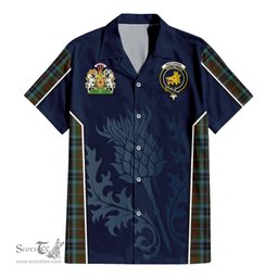 ScotsTee Shop Scottish MacTavish Hunting Clan Scottish Crest and Scottish Thistle Sport Tartan Short Sleeve Shirt