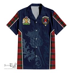 ScotsTee Shop Scottish MacNaughton Clan Scottish Crest and Scottish Thistle Sport Tartan Short Sleeve Shirt