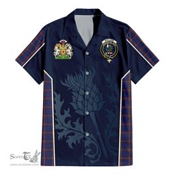ScotsTee Shop Scottish MacLaine of Lochbuie Clan Scottish Crest and Scottish Thistle Sport Tartan Short Sleeve Shirt