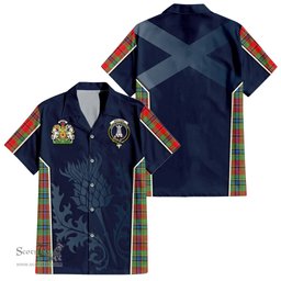 ScotsTee Shop Scottish MacLean of Duart Modern Clan Scottish Crest and Scottish Thistle Sport Tartan Short Sleeve Shirt