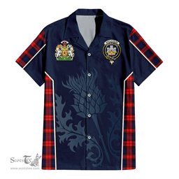 ScotsTee Shop Scottish MacLachlan Modern Clan Scottish Crest and Scottish Thistle Sport Tartan Short Sleeve Shirt